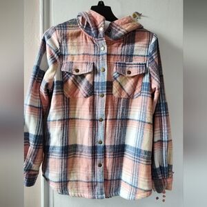 Plaid Hooded Flannel Shirt Jacket